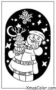 Navidad / Papá Noel: Santa y sus renos volando en el cielo