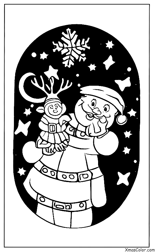 Navidad / Papá Noel: Santa y sus renos volando en el cielo