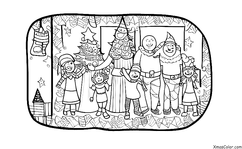 Navidad / Papel de envoltura de Navidad: Un papel de regalo con una foto familiar