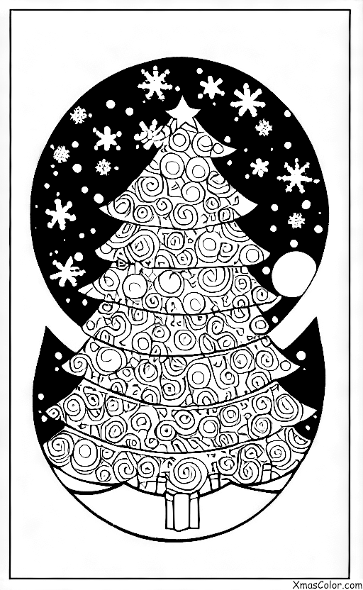Navidad / Papel de envoltura de Navidad: Una gran hoja de papel de regalo con una escena navideña