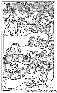 Navidad / Patinar: Un gato que va en trineo