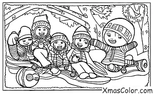 Navidad / Patinar: Un niño que corre en trineo solo