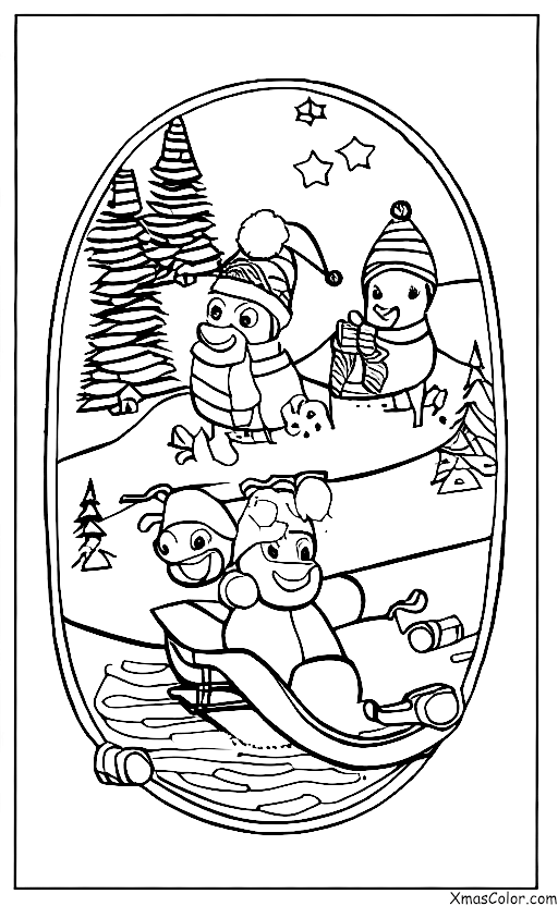 Navidad / Patinar: Un trineo de perros