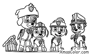 Navidad / Patrulla Canina Navidad: Los cachorros de la Patrulla Canina haciendo casas de jengibre