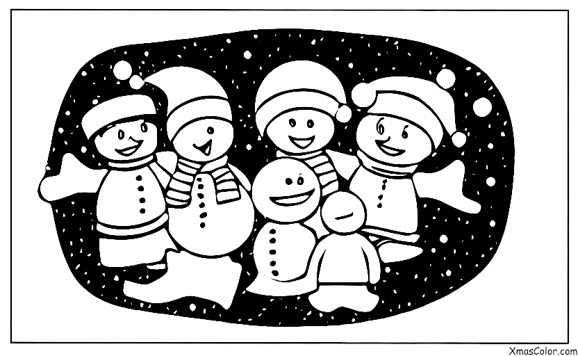 Navidad / Paz: Niños jugando con nieve