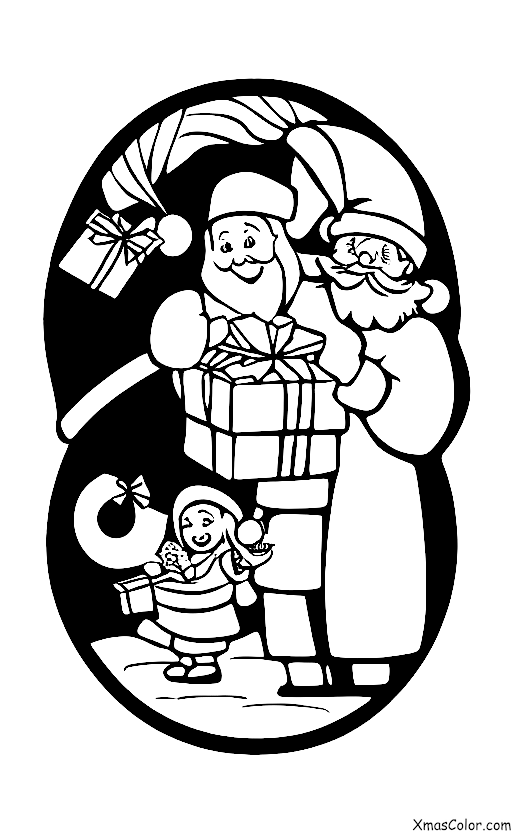 Navidad / Paz: Santa Claus regalando un regalo