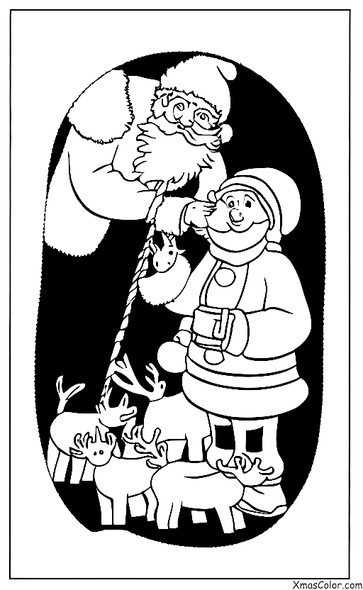 Navidad / Polos Norte: Santa Claus alimentando a sus renos