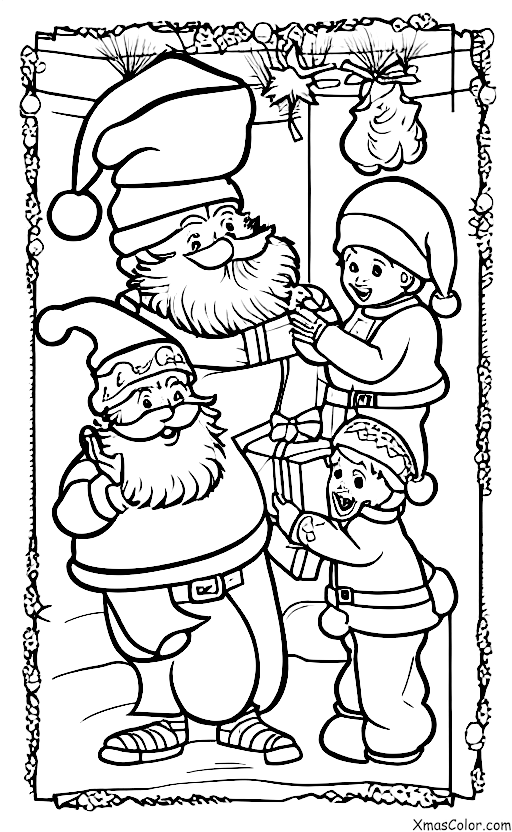 Navidad / Polos Norte: Santa Claus y sus elfos preparándose para la Navidad