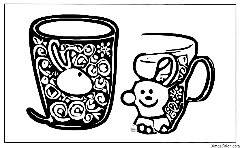 Navidad / Ponche de huevo: Una taza de ron con un reno