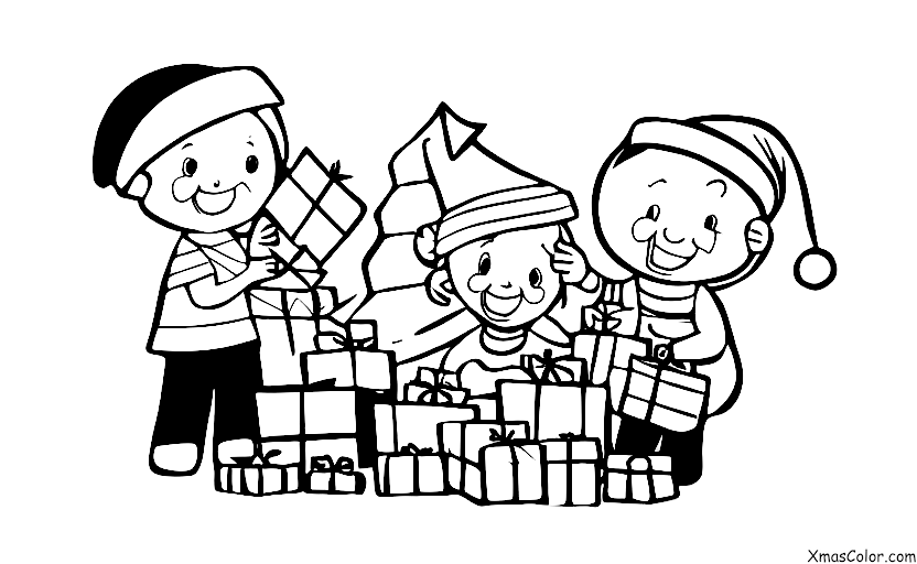 Navidad / Qué hacen las personas en Navidad: Niños abriendo regalos en la mañana de Navidad