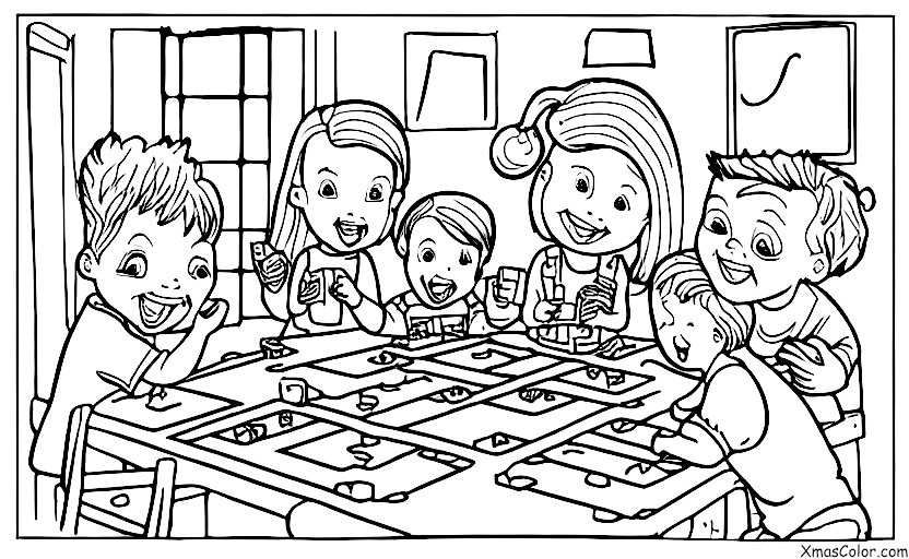 Navidad / Qué hacen las personas en Navidad: Una familia jugando juegos en víspera de Navidad
