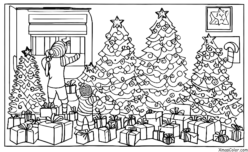 Navidad / Qué hacen las personas en Navidad: Una familia que decoraba su árbol de Navidad