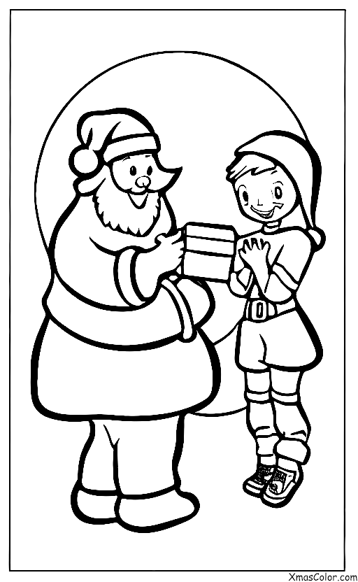 Navidad / Regalos de Navidad: Santa dando un regalo a un niño