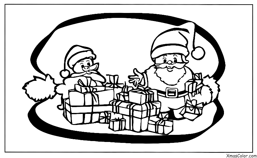 Navidad / Regalos de Navidad: Santa entregando regalos