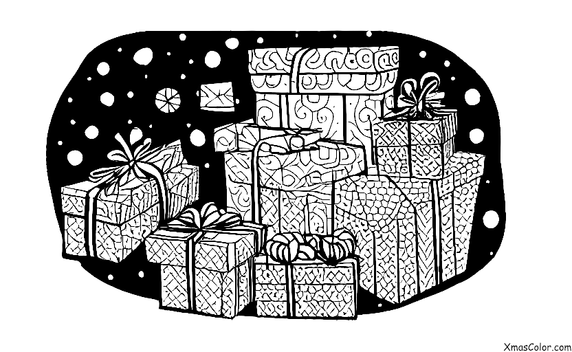 Navidad / Regalos de Navidad: Un montón de regalos con diferentes tamaños y formas
