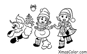 Navidad / Rena: La zorra y el Santa volando por el cielo