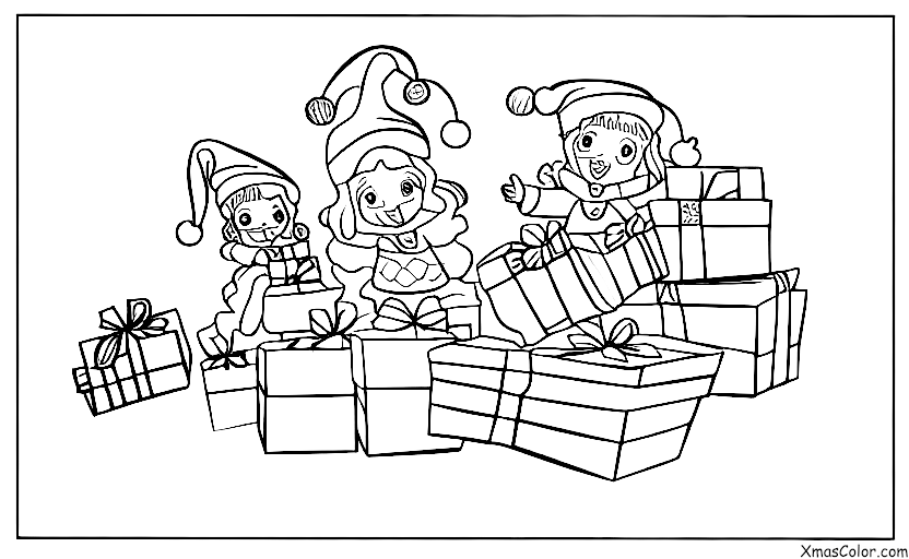 Navidad / Rena: Vixen y Santa entregan regalos