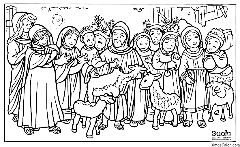 Navidad / Representaciones navideñas: Los pastores que vienen a ver al bebé Jesús