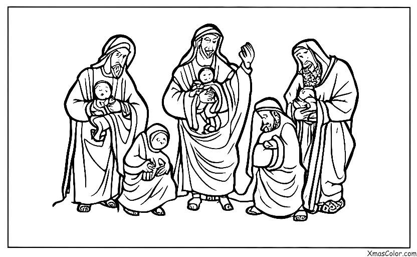 Navidad / Representaciones navideñas: Los Tres Reyes Magos presentando regalos al Niño Jesús