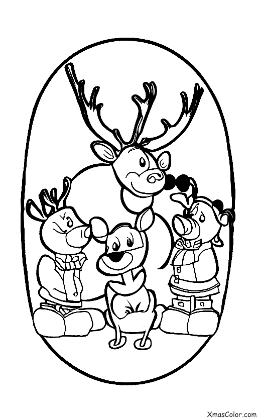 Navidad / Rudolf, el reno de nariz roja: Rudolph y los otros reno jugando en la nieve