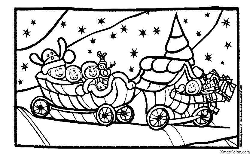 Navidad / Rudolfo: Rudolf y Santa volando en el cielo