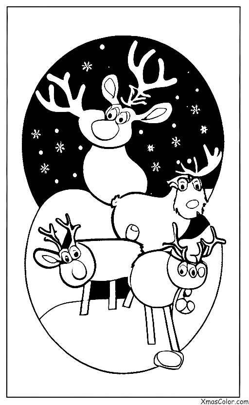 Navidad / Rudolfo: Rudolph y los otros renos jugando en la nieve