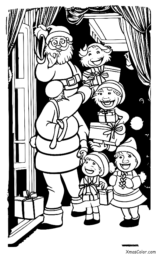 Navidad / Señor y Señora Claus: Sr. y Sra. Claus repartiendo regalos