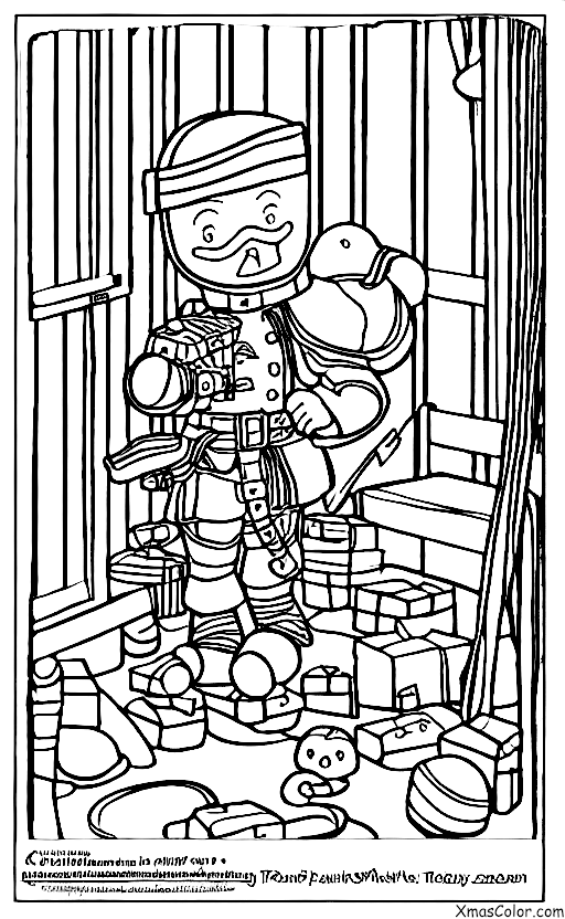 Navidad / Soldados de juguete: Un soldado de juguete que se está preparando para dormir