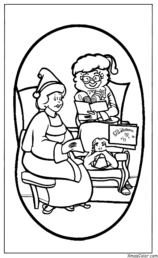 Navidad / Sra. Claus: La señora Claus leyendo una historia a los niños