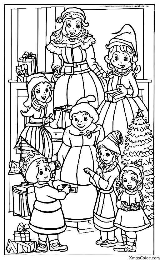 Navidad / Sra. Claus: La señora Claus y los duendes que envuelven regalos