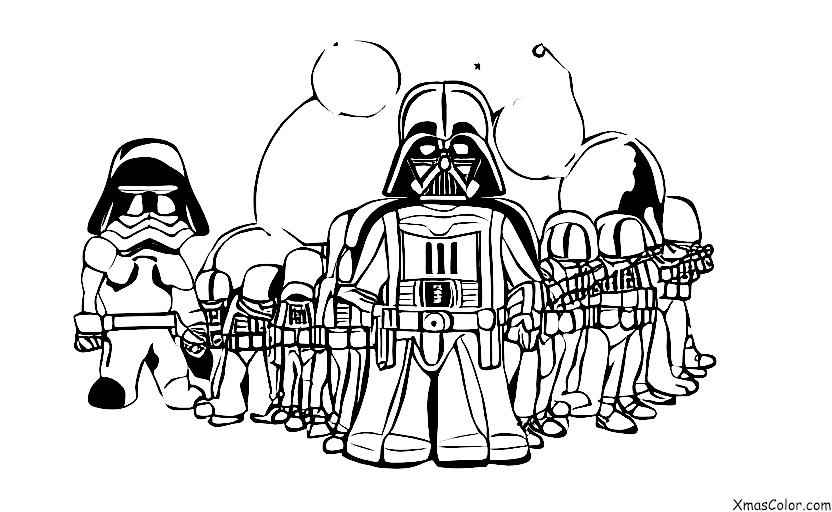 Navidad / Star Wars Navidad: Darth Vader y sus tropas decorando un árbol de Navidad