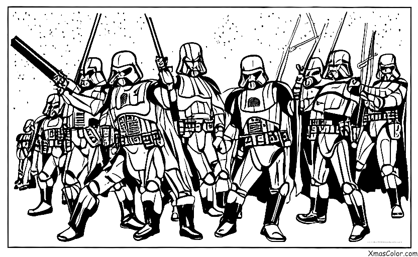 Navidad / Star Wars Navidad: Darth Vader y sus tropas marchando a través de la nieve