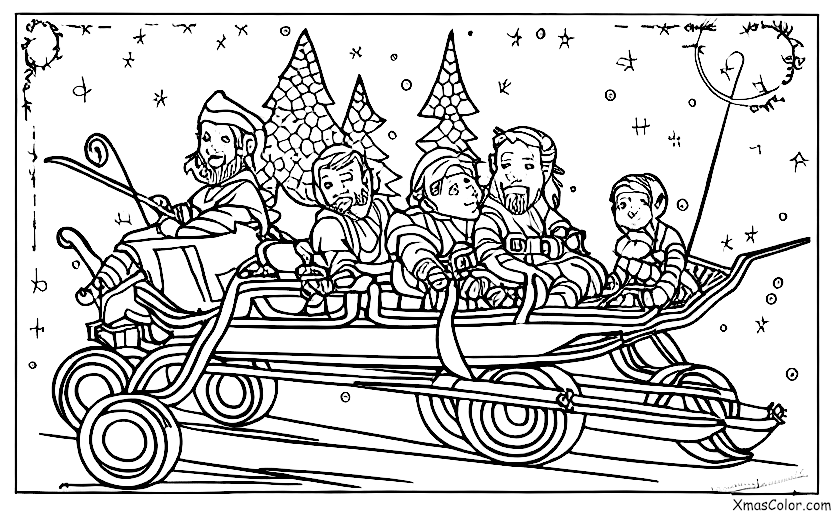 Navidad / Star Wars Navidad: Obi Wan Kenobi y Qui Gon Jinn montados en un trineo