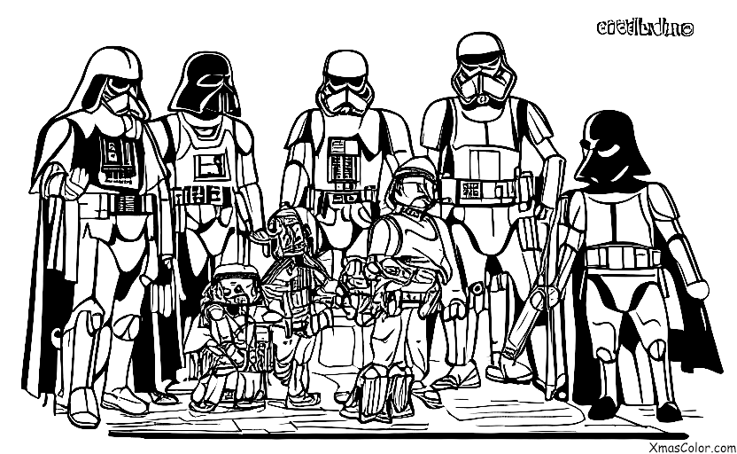 Navidad / Star Wars Navidad: Una escena de Darth Vader y sus tropas de asalto decorando un árbol de Navidad