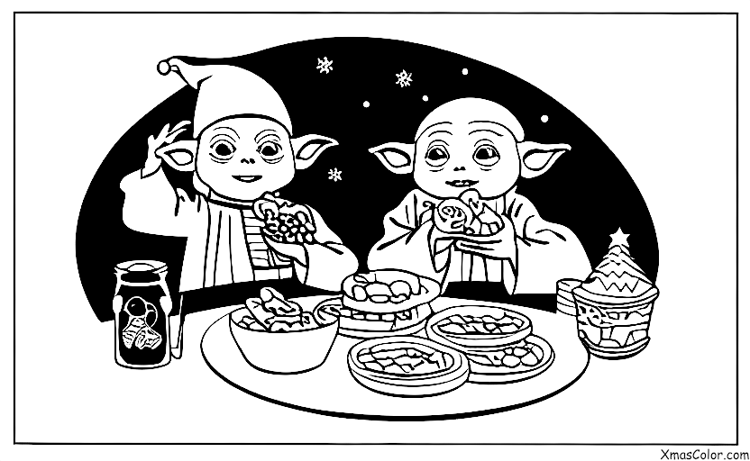 Navidad / Star Wars Navidad: Yoda comiendo galletas de Navidad