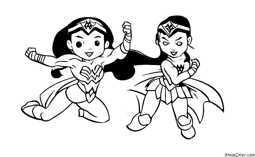 Navidad / Superhéroes de Navidad: La Mujer Maravilla combatiendo el crimen en la víspera de Navidad