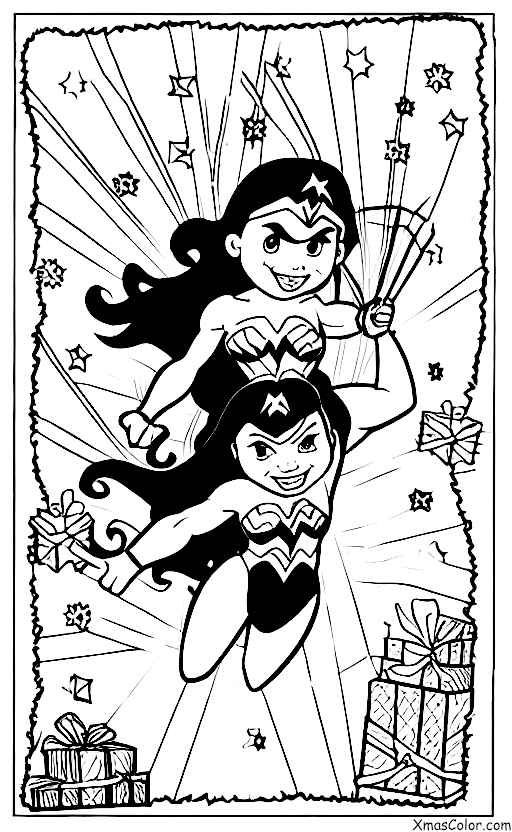 Navidad / Superhéroes de Navidad: Mujer Maravilla volando