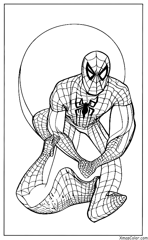 Navidad / Superhéroes de Navidad: Spiderman tejiendo su camino a través de la ciudad