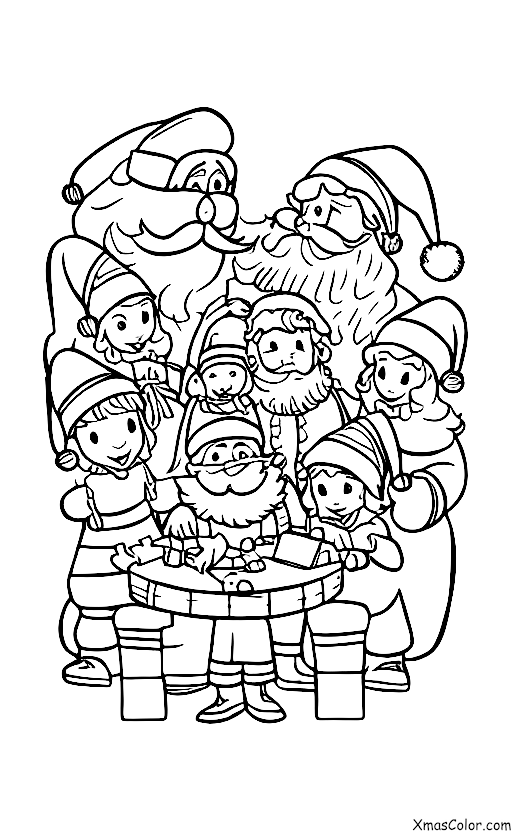 Navidad / Taller de Santa: Santa en su taller con sus duendes
