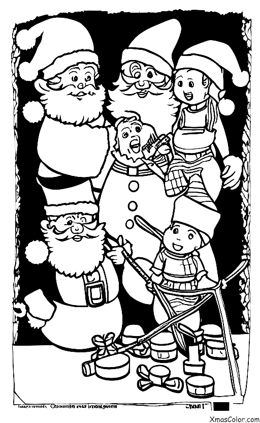Navidad / Taller de Santa: Santa y sus duendes haciendo un juguete