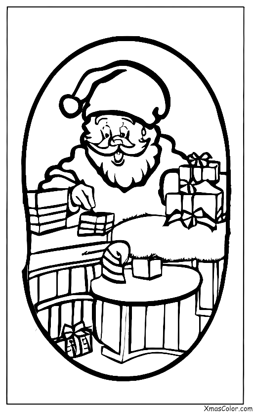 Navidad / Tarjetas de Navidad: Santa Claus escribiendo tarjetas de Navidad