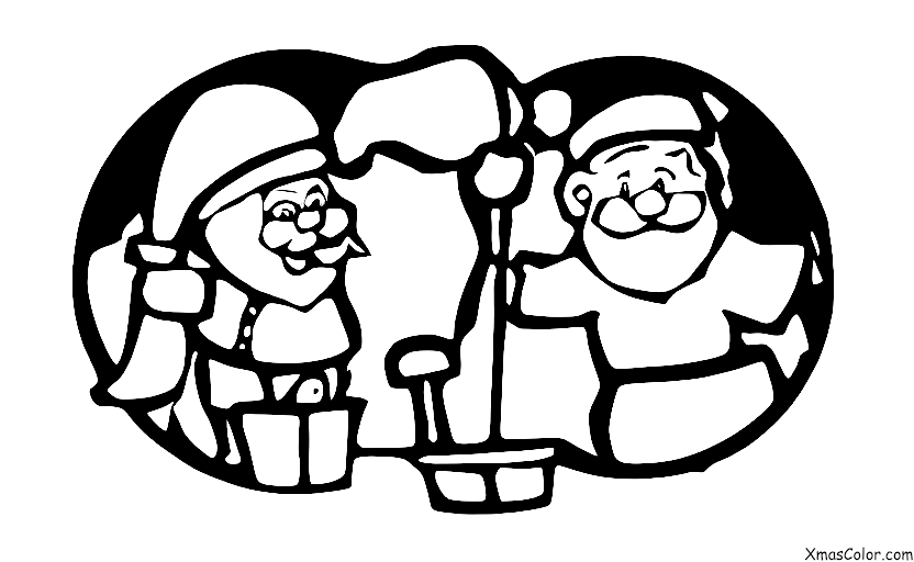 Navidad / Tarjetas de Navidad: Santa limpiando su taller