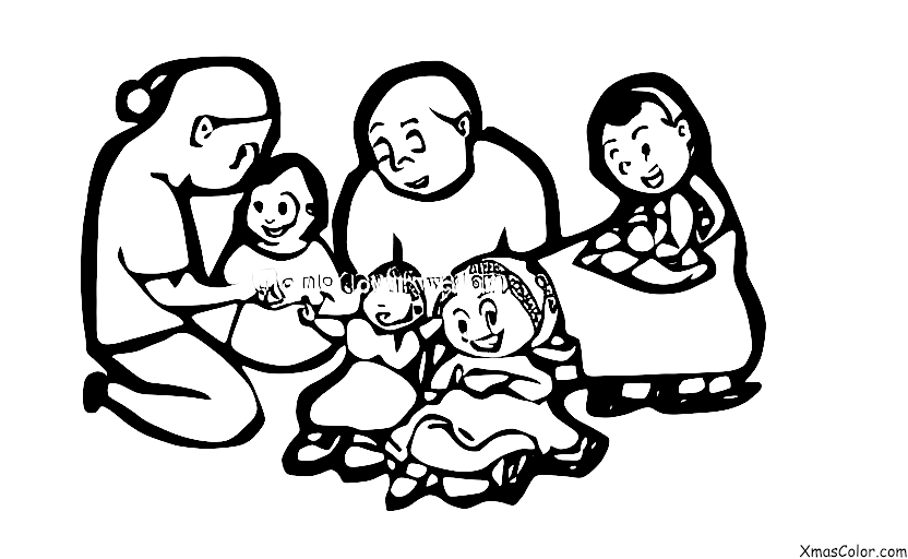 Navidad / Tarjetas de Navidad: Una familia haciendo una tarjeta de Navidad juntos