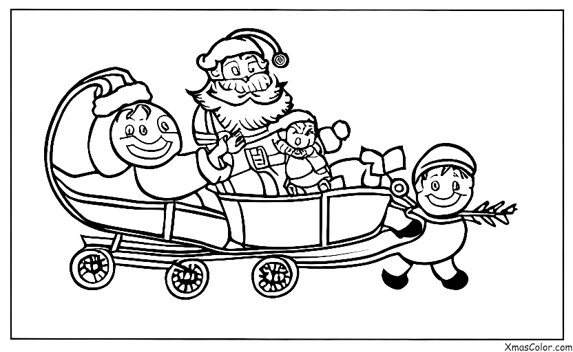 Navidad / Trineo: Santa y su trineo tirado por renos