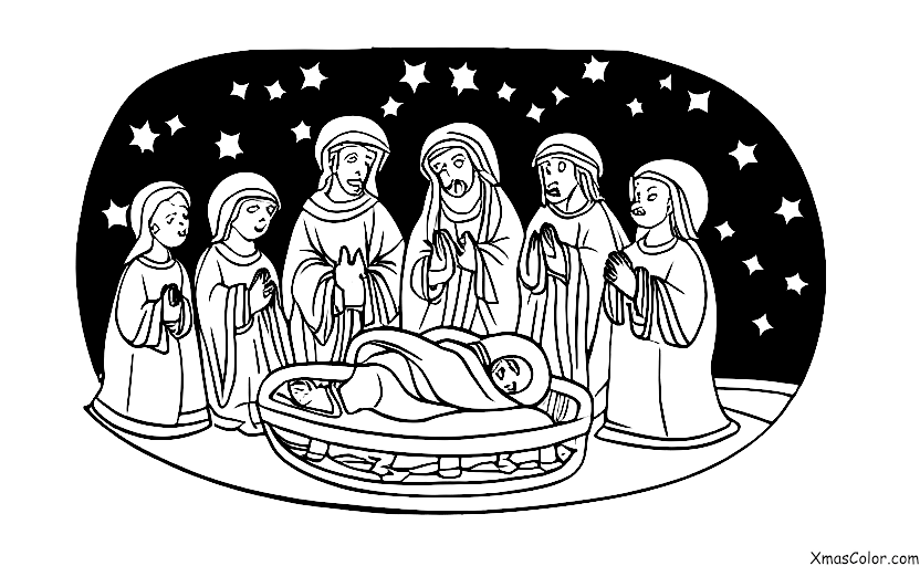 Navidad / Venid, fieles todos: Una escena de la natividad