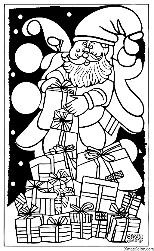 Navidad / Víspera de Navidad: Santa cargando su trineo con regalos