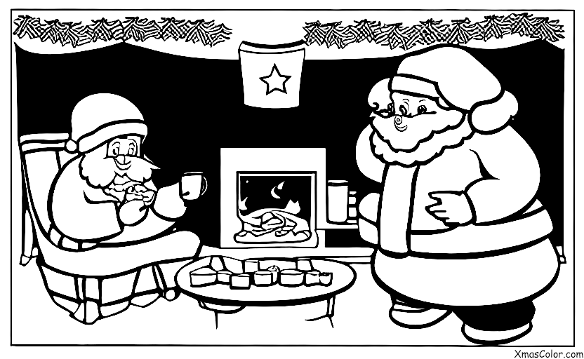 Navidad / Víspera de Navidad: Santa comiendo galletas y leche