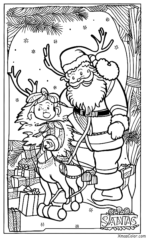Navidad / Víspera de Navidad: Santa y sus renos despegando