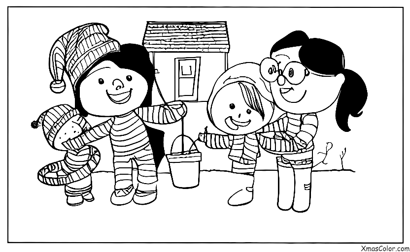Navidad / Yo Vuelvo a Casa por Navidad: Una familia que pone luces de Navidad afuera de su casa